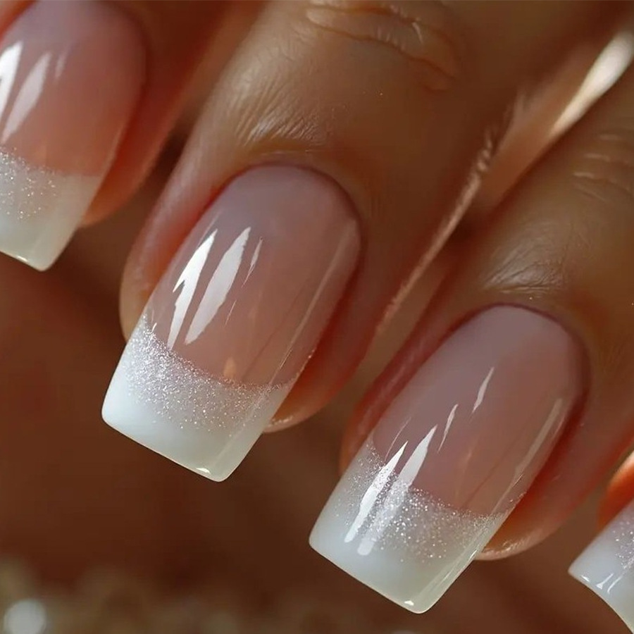 Nail Art Gliter - 24 piezas/set de uñas postizas cuadradas
