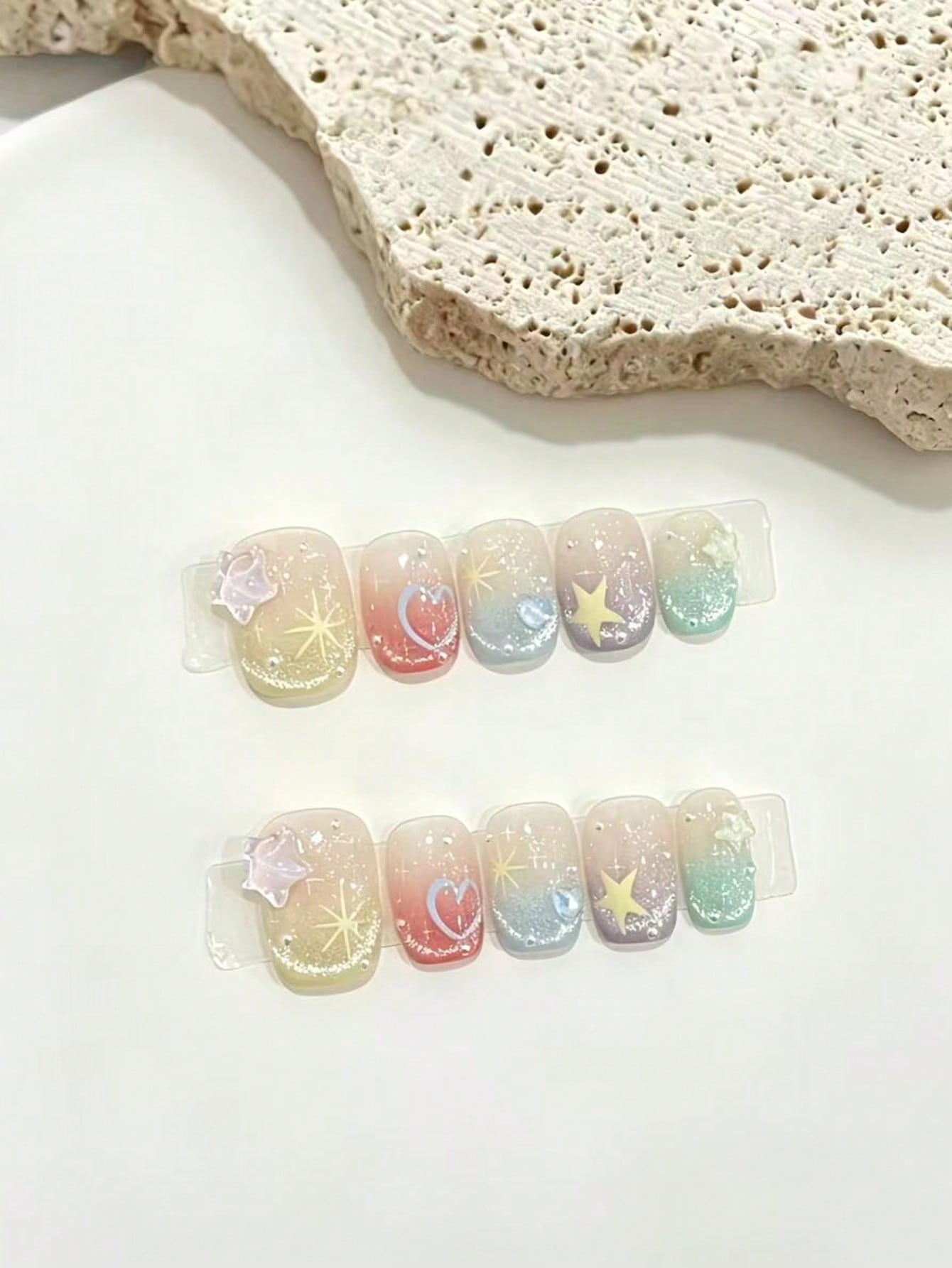 Nail Art Maroon - Juego de 10 Uñas Postizas Cortas