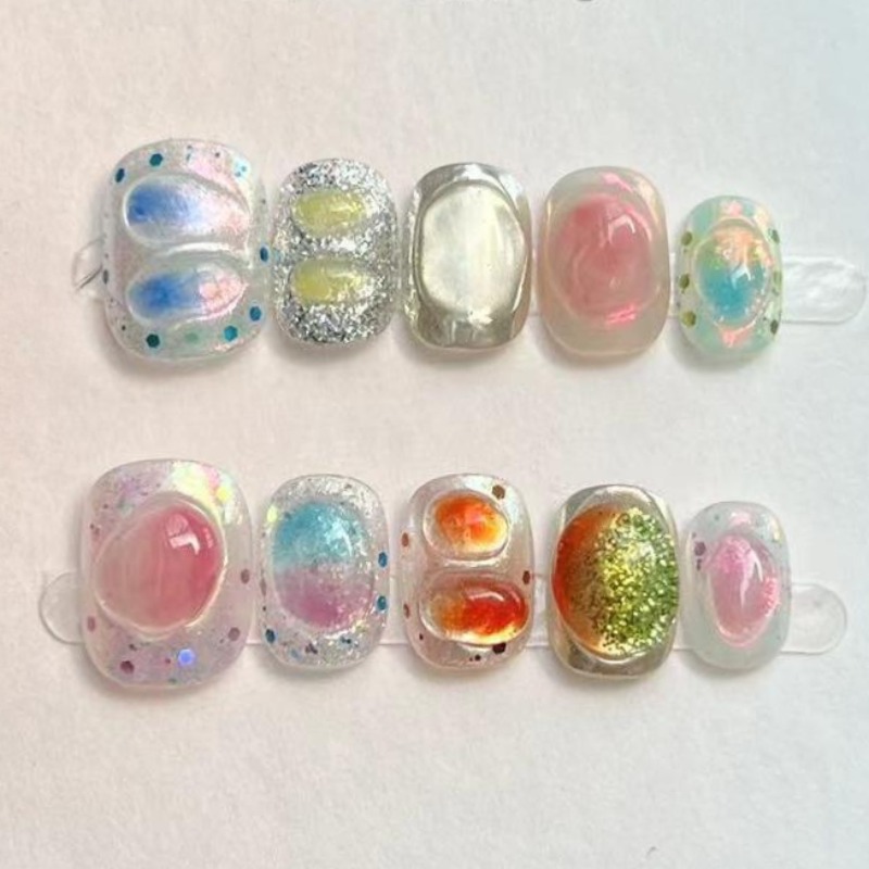 Nail Art Gliter - 10 Uds. De uñas postizas redondas