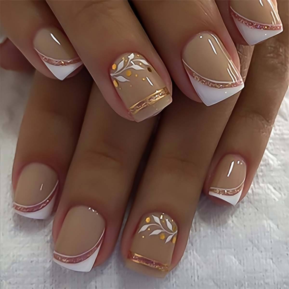Nail Art Gliter - Uñas postizas cortas y medianas para