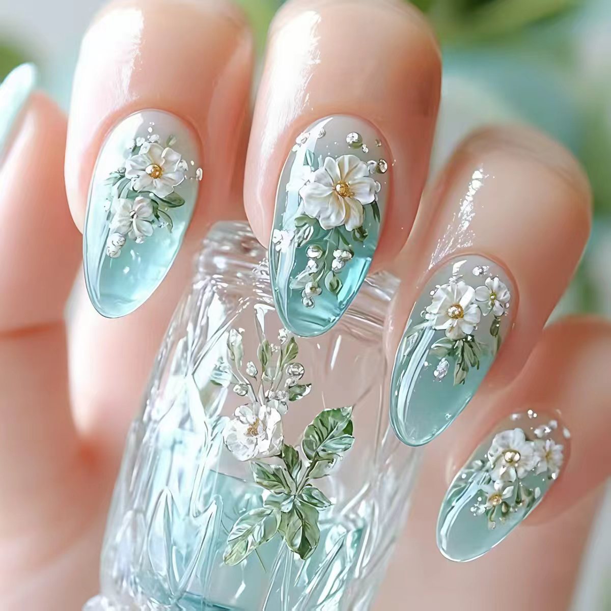 Nail Art Aesthetic - Uñas postizas medianas para mujeres y