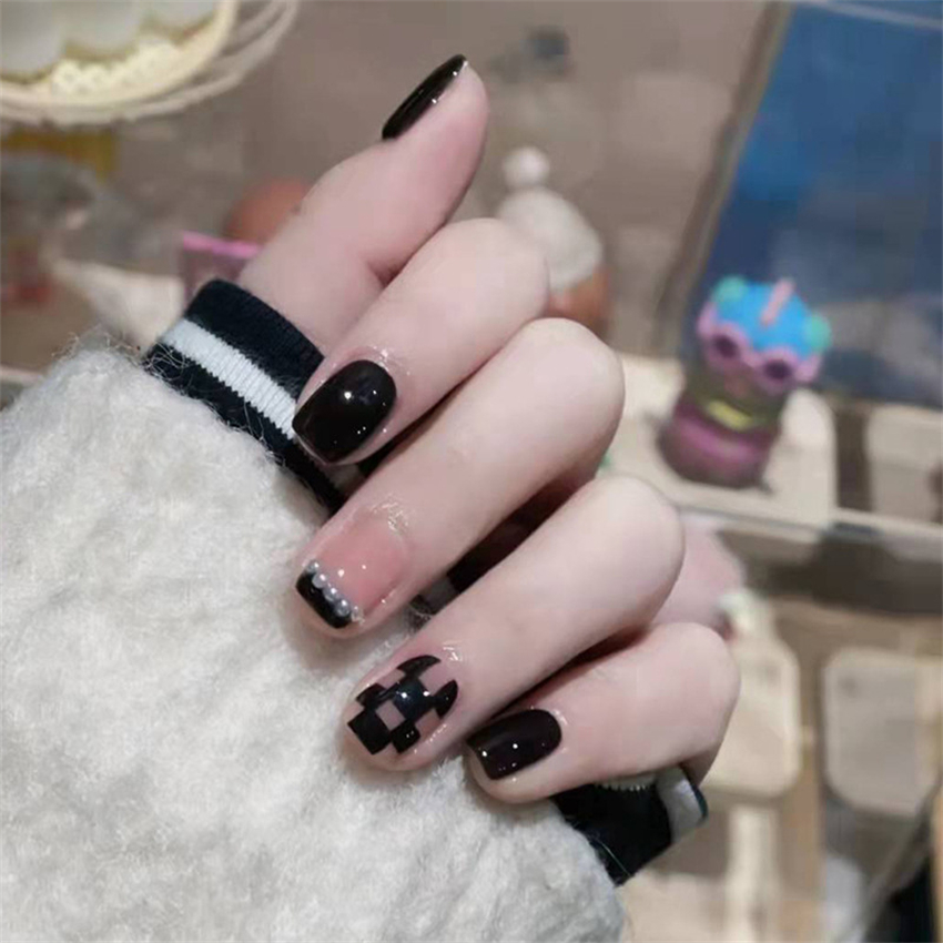 24 Uds. De uñas postizas corta - Nail Art Maroon reseña y precio