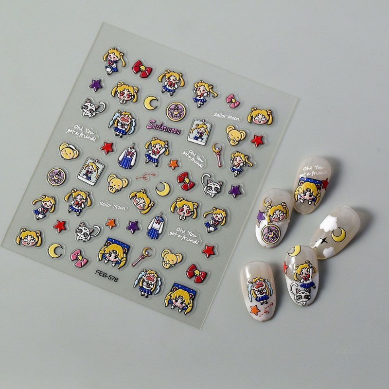 Nuevas pegatinas de Sailor Moo - Nail Art Maroon reseña y precio