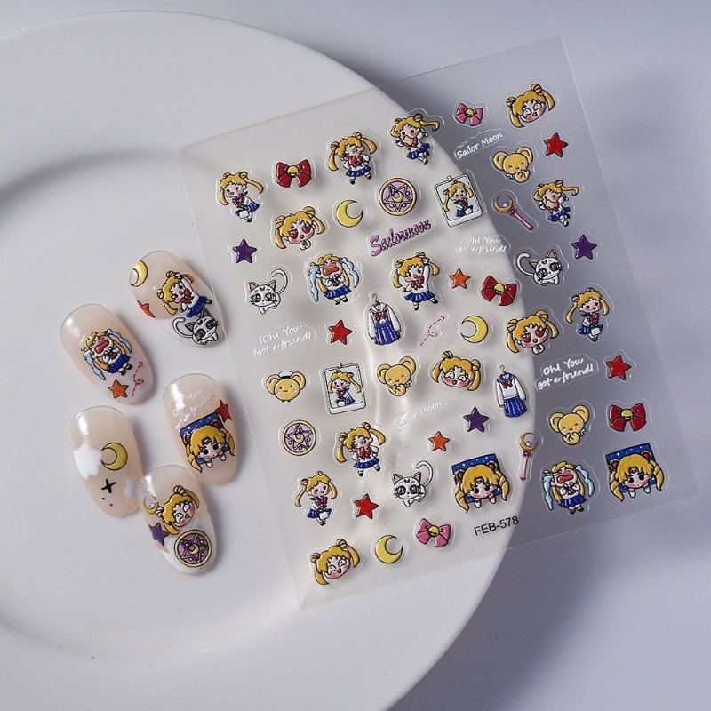 Nuevas pegatinas de Sailor Moo - Nail Art Maroon reseña y precio