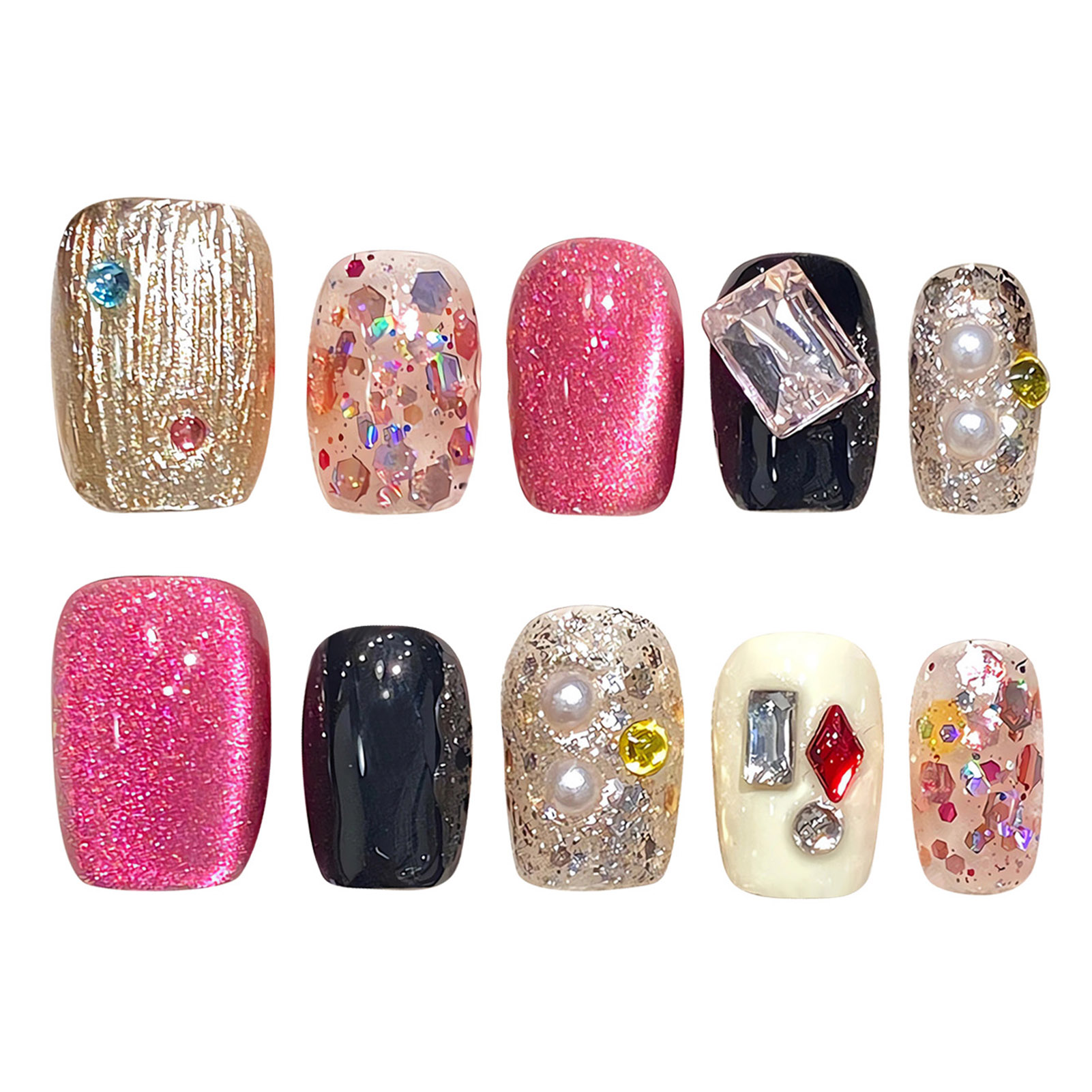 Uñas postizas hechas a mano, U - Nail Art Gliter reseña y precio