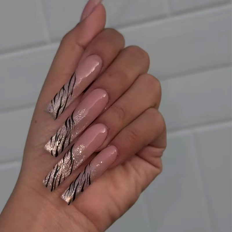 24 Uñas Postizas Largas con Fo - Nail Art Gliter reseña y precio