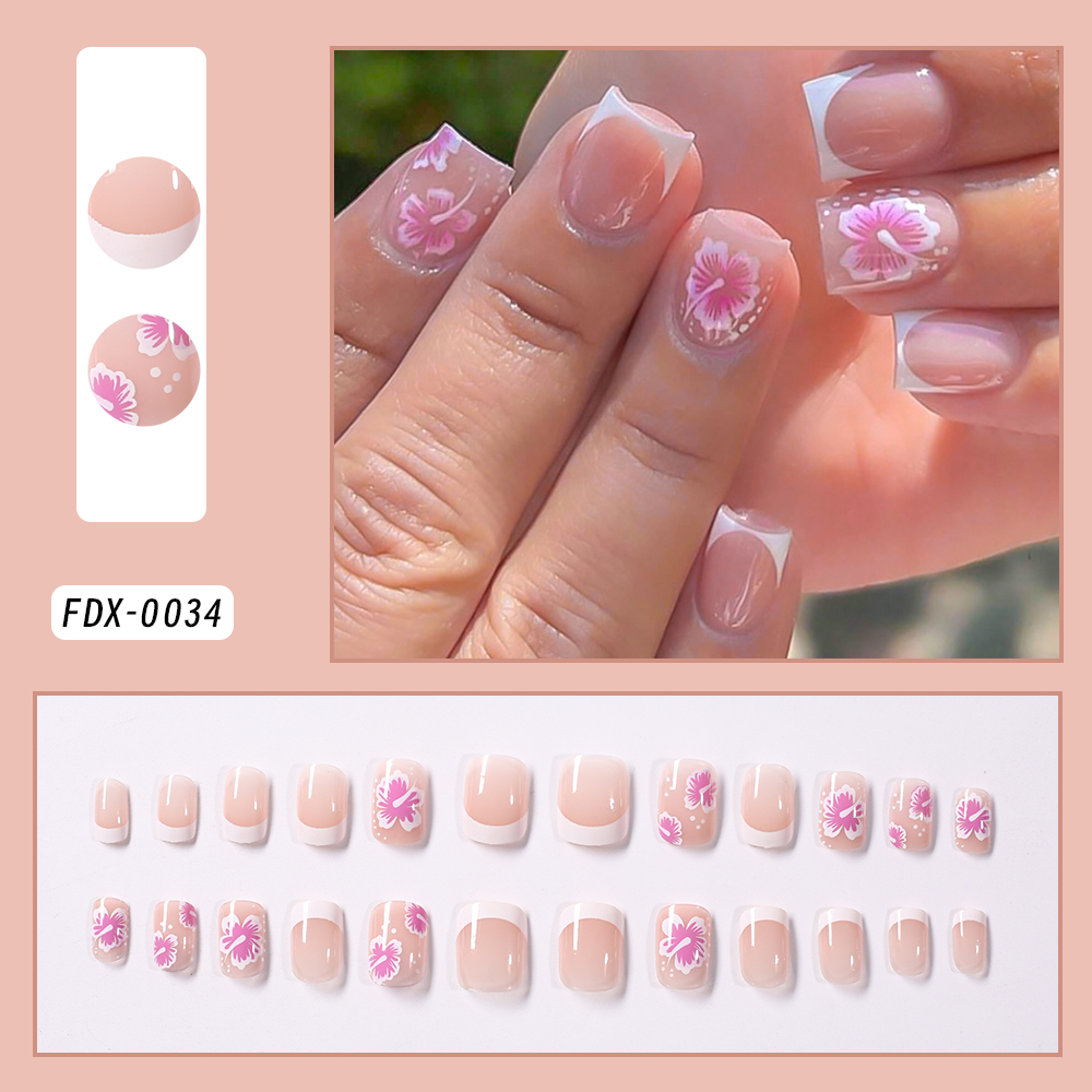 24 Uds uñas postizas de flores - Nail Art Aesthetic reseña y precio